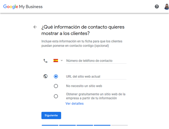 información de contacto google my business