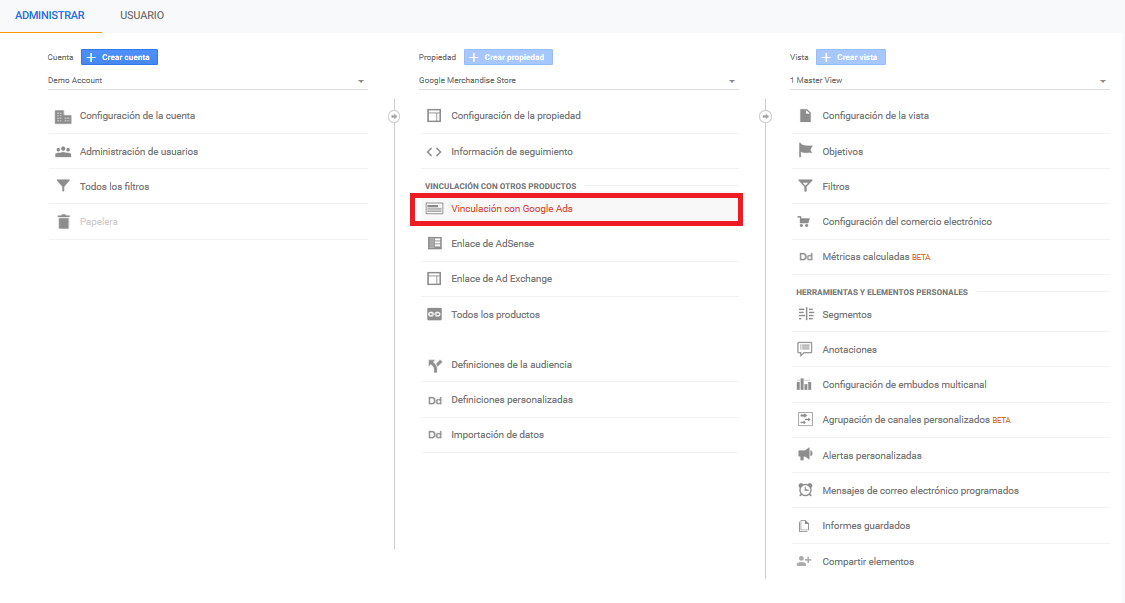 vincular una cuenta de google analytics con google ads