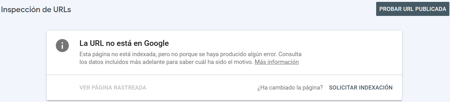 Inspección de URL en Google Search Console