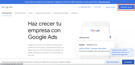 Crear cuenta en Google