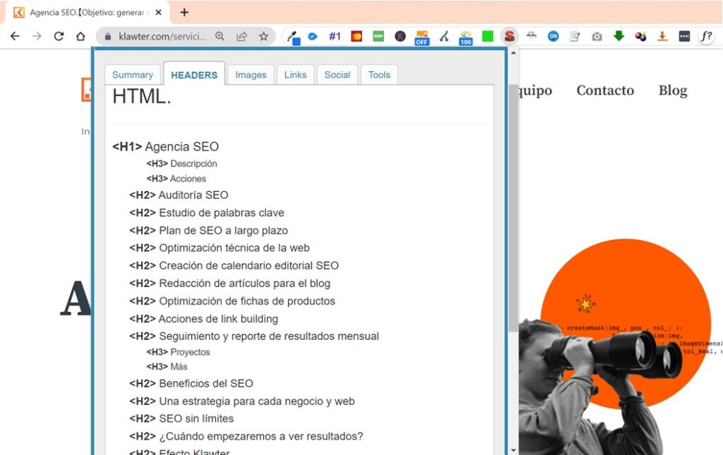 Ejemplo headings SEO